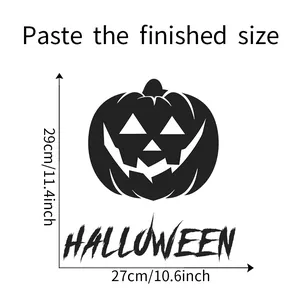 Größentabelle mit 27x29 cm Maßen für selbstklebende Halloween Kürbis WC-Wandaufkleber