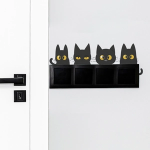 Dettaglio di 4 adesivi murali gatto nero per interruttori e decorazioni casa