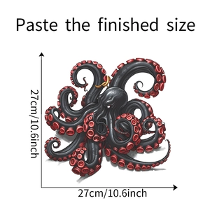 Octopus wall sticker size details showing 27cm by 27cm for bathroom decor