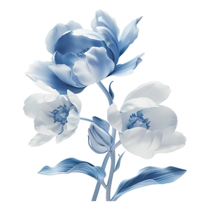 Elegant blue and white tulip flower wall stickers for kids bedroom and home decor