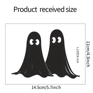 Detailed size specification for Halloween ghost stickers, 14.5cm x 11cm dimensions diagram