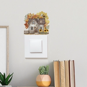 Romantic sunflower and cottage wall sticker decoration for bedroom light switches