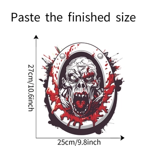 Gruseliger Halloween Zombie Wandaufkleber, Größe 27x25cm mit blutigen Details