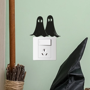 Funny Halloween Ghost Switch Wall Stickers PVC Removable Silhouette Cartoon Ghost Decals For Bedroom Home Dormitory Decor