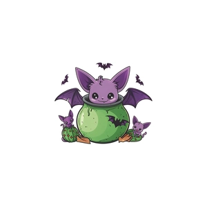 Adesivi murali Halloween pipistrello e calderone per decorazioni soggiorno e camera