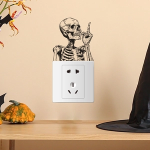Creative black skeleton wall sticker for light switch Halloween home decor