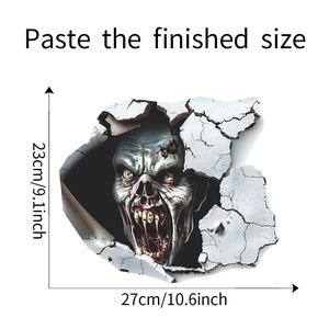 Adesivo murale zombie 3D horror con dimensioni 27x23cm per decoro Halloween