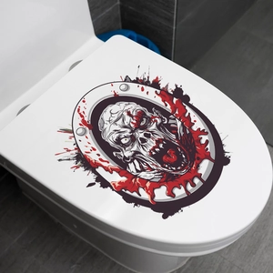 Halloween gruseliger Zombie Totenkopf Toilettendeckel Aufkleber für gruselige Dekoration