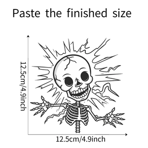Detailed dimension guide for black and white skeleton light switch wall sticker