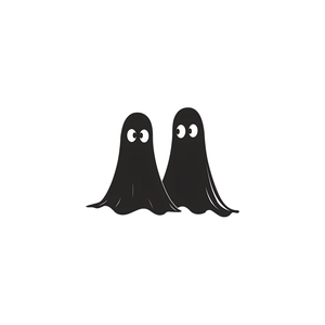 Halloween ghost wall stickers featuring two cute cartoon black spirits for home decor