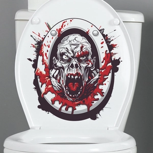 Halloween Zombie Toilettendeckelaufkleber Gruselig Blutig Skelett Wandtattoo Wasserdicht PVC Badezimmer Deko Für Party Zuhause Toilette Dekoration