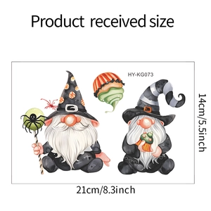 Halloween gnome wall stickers with spiders and cupcakes, 21x14cm received size detail