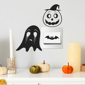 Halloween pumpkin and ghost wall stickers for home light switch decor set