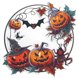 Self-adhesive Halloween wall stickers with pumpkins, bats, and witch hat for home decor