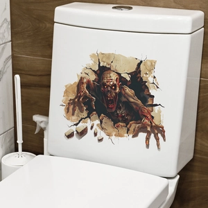 3D Halloween zombie wall sticker for bathroom toilet tank with creepy horror design