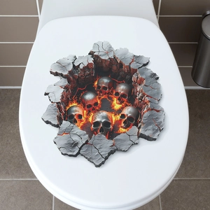 3D Halloween Wandaufkleber mit Totenköpfen und Magma für die Toilettendekoration