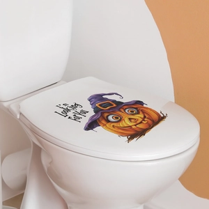 Halloween pumpkin witch toilet seat sticker with I am Looking For You text for home decor