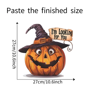Detail view of Halloween pumpkin wall sticker with dimensions 27cm by 27cm