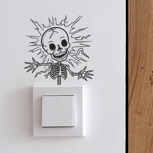 Funny electrocuted skeleton wall sticker decor for bedroom light switch cover