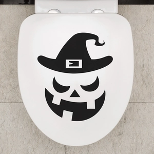 Halloween pumpkin witch hat emoji wall sticker for bathroom toilet home decoration