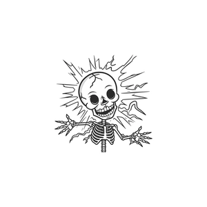 Funny cartoon skeleton wall sticker with electric shock effect for bedroom decor