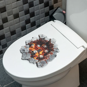 3D-Aufkleber für Toilettendeckel mit Lavariss und Totenköpfen für Halloween-Deko