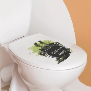 Spooky Halloween witch cauldron waterproof toilet seat sticker for bathroom home decor