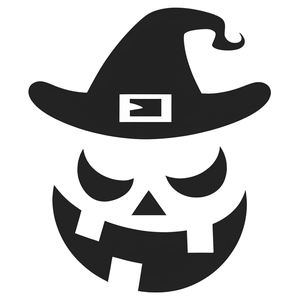Halloween pumpkin sticker with witch hat for home decor and wall decoration