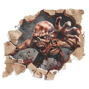 3D realistic zombie wall sticker breaking through wall for Halloween home decor