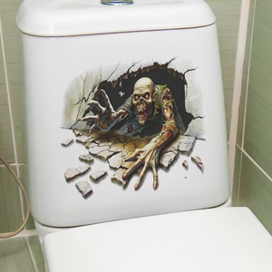 3D scary zombie wall sticker breaking through wall for bathroom and home decor