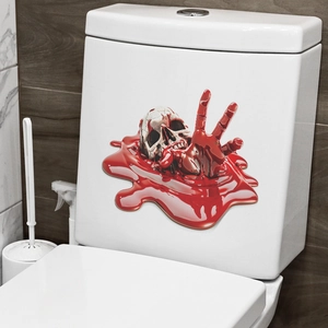 3D Halloween Bloody Skull Hand Toilet Sticker Horror Wall Decal PVC Spooky Bathroom Party Home Decoration Removable Waterproof Sticker