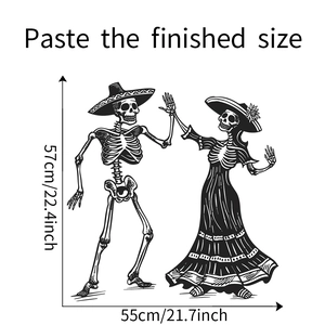 Stickers muraux mariés squelettes d'Halloween avec dimensions de 57x55cm détaillées