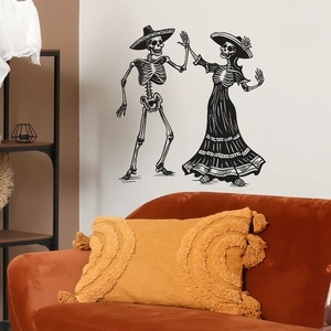 Sticker mural Halloween squelettes mariée et marié pour décoration de salon