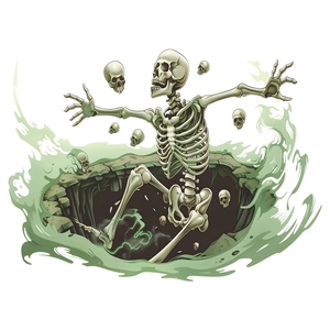 Halloween scary skeleton wall sticker showing a skull jumping out of a broken wall