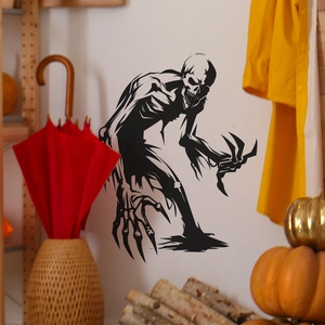Creepy werewolf silhouette wall decal with long claws for Halloween home wall decoration