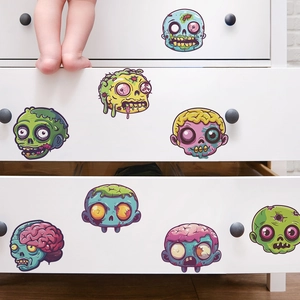 Halloween Cartoon Zombie Skull Wall Stickers Waterproof PVC Decorative Decals For Kids Bedroom Living Room Party Decoration