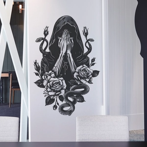 Halloween wizard serpent and roses wall sticker for living room home wall decor