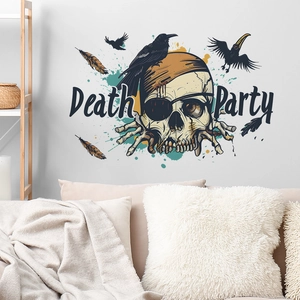 Halloween Gothic Pirate Skull Raven Wall Sticker Removable PVC Self-Adhesive Mural For Home Bedroom Living Room Decoration