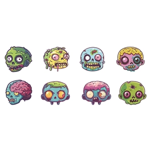 Colorful cartoon skull wall stickers for Halloween home decor on white background