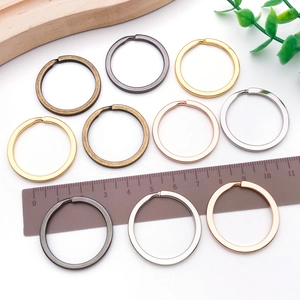 Flat metal keychain rings in multiple finishes like gold and silver with 30mm diameter