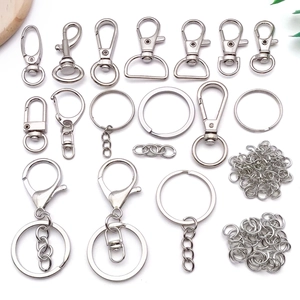 Alloy Keychain Hardware Kit Silver Lobster Clasp Swivel Hooks Spring Rings Jump Rings DIY Jewelry Bag Connectors Findings