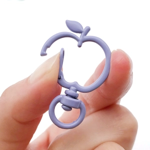 Lavender purple apple-shaped lobster clasp with 360-degree swivel ring for DIY crafts