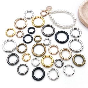 Various sizes of metal spring rings in gold silver and black for DIY handbag hardware