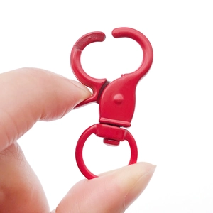Rode draaibare karabijnhaak 44x21mm van gelakt legering voor DIY tassen en sleutelhangers
