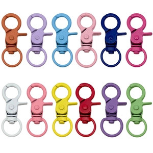 Set van 12 kleurrijke draaibare karabijnsluitingen voor DIY-sleutelhangers en tassen