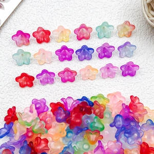 Cuentas de flores de durazno de acrílico coloridas con agujero para horquillas de bricolaje