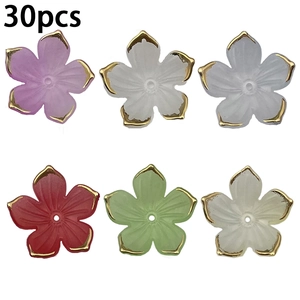 30 Stk. Acryl-Kirschblüten-Perlen mit Goldrand für DIY-Schmuckherstellung und Haarschmuck