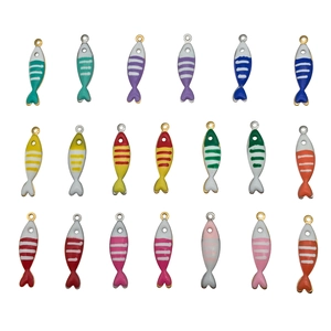 Colorful striped fish pendants in enamel stainless steel for DIY jewelry making