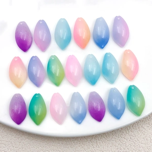 DIY Jewelry Making Gradient Lily Of Valley Lotus Petal Beads Glazed Glass Acrylic Flower Charms For Earrings Necklaces Women