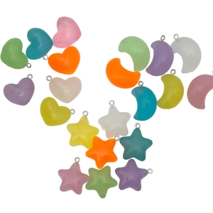 Luminous resin star heart moon charms in assorted candy colors for DIY jewelry